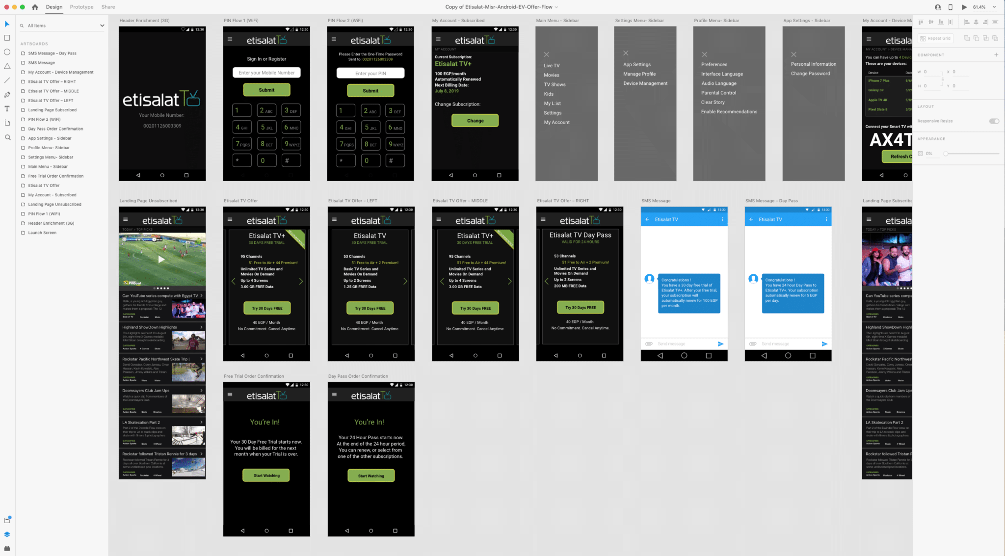 Etisalat TV, Misr (Egypt): App Flow Design